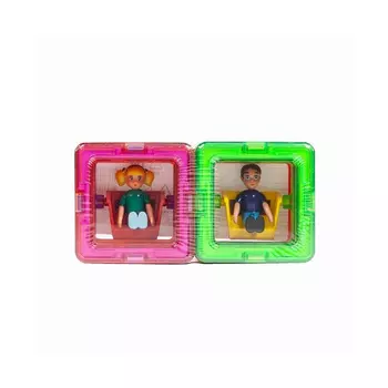 Магнитный конструктор MAGFORMERS 713123 10 квадратов, 1 мальчик, 1 девочка