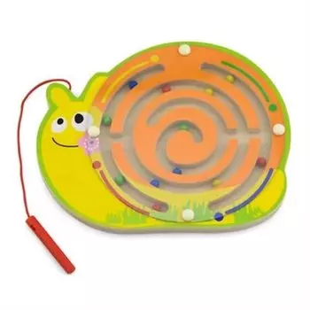 Магнитный лабиринт Улитка в коробке основане-поле,палочка с магнитом,разноцветные шарики VIGA 59966