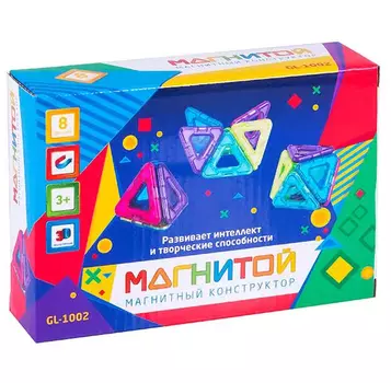 Магнитой Конструктор магнитный 8 треугольников (2 - с окном)