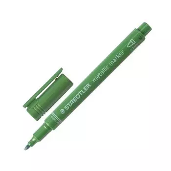 Маркер декоративный STAEDTLER (Штедлер, Германия), ЗЕЛЕНЫЙ МЕТАЛЛИК, круглый наконечник, 2 мм, 8323-553, (10 шт.)