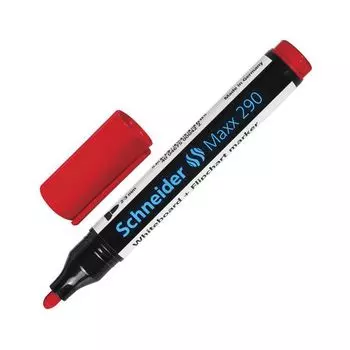 Маркер для доски и флипчарта SCHNEIDER (Германия) Maxx 290, КРАСНЫЙ, скошенный наконечник, 2-3 мм, 129002, (10 шт.)