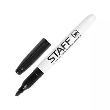 Маркер для доски STAFF, ЧЕРНЫЙ, тонкий корпус, круглый наконечник, 2,5 мм, 151093, (24 шт.)