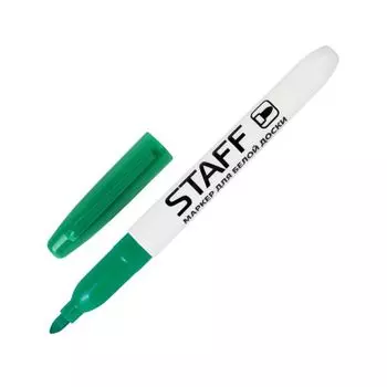 Маркер для доски STAFF, ЗЕЛЕНЫЙ, тонкий корпус, круглый наконечник, 2,5 мм, 151096, (24 шт.)