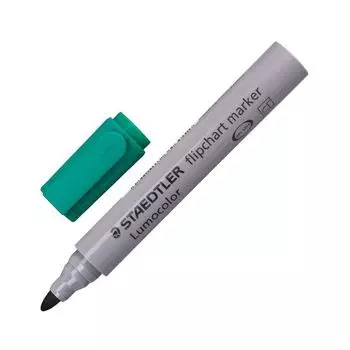 Маркер для флипчарта STAEDTLER (Германия) Lumocolor, НЕПРОПИТЫВАЮЩИЙ, ЗЕЛЕНЫЙ, скошенный наконечник, 2 мм, 356-5, (10 шт.)