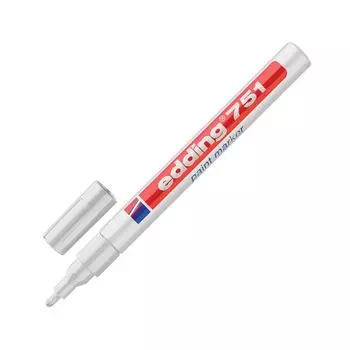 Маркер-краска лаковый EDDING 751, 1-2 мм, БЕЛЫЙ, круглый наконечник, алюминиевый корпус, E-751/49