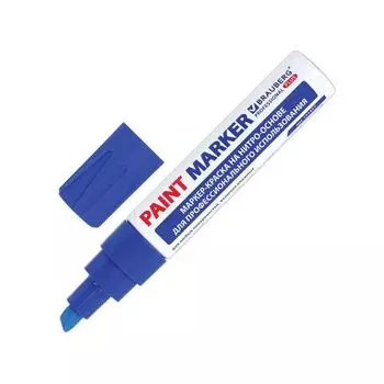 Маркер-краска лаковый (paint marker) 8 мм, СИНИЙ, НИТРО-ОСНОВА, алюминиевый корпус, BRAUBERG PRO PLUS JUMBO, 151457