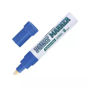 Маркер-краска лаковый (paint marker) MUNHWA Jumbo, 8 мм, СИНИЙ, нитро-основа, алюминиевый корпус, JPM-02