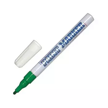 Маркер-краска лаковый (paint marker) MUNHWA Slim, 2 мм, ЗЕЛЕНЫЙ, нитро-основа, алюминиевый корпус, SPM-04