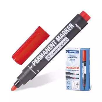 Маркер перманентный (нестираемый) CENTROPEN, КРАСНЫЙ, круглый наконечник 2,5 мм, 8566,8866/1, (20 шт.)