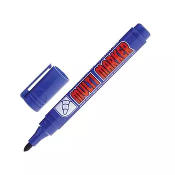 Маркер перманентный (нестираемый) CROWN Multi Marker, СИНИЙ, круглый наконечник, 3 мм, CPM-800, (24 шт.)