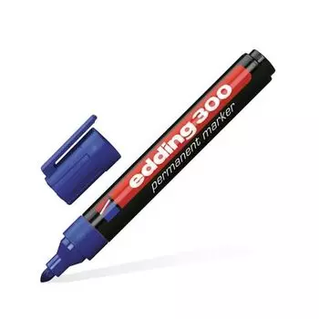 Маркер перманентный (нестираемый) EDDING 300, СИНИЙ, круглый наконечник, 1,5-3 мм, E-300/3, (10 шт.)