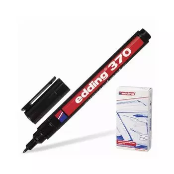 Маркер перманентный (нестираемый) EDDING 370, ЧЕРНЫЙ, круглый наконечник, 1 мм, E-370/1, (10 шт.)