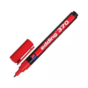 Маркер перманентный (нестираемый) EDDING 370, КРАСНЫЙ, тонкий наконечник, 1 мм, E-370/2, (10 шт.)