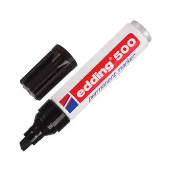 Маркер перманентный (нестираемый) EDDING 500, ЧЕРНЫЙ, ЗАПРАВЛЯЕМЫЙ, скошенный наконечник, 2-7 мм, E-500/1
