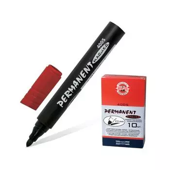 Маркер перманентный (нестираемый) KOH-I-NOOR, КРАСНЫЙ, круглый наконечник, 2,5 мм, 7740050801KSRU, (20 шт.)