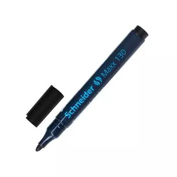 Маркер перманентный (нестираемый) SCHNEIDER (Германия) Maxx 130, ЧЕРНЫЙ, круглый наконечник, 1-3 мм, 113001, (10 шт.)
