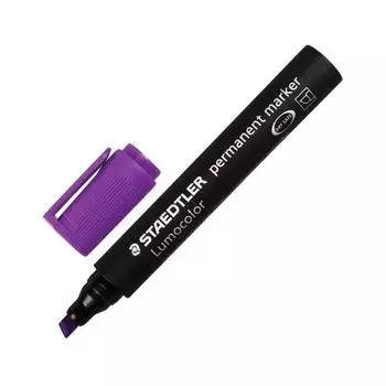 Маркер перманентный (нестираемый) STAEDTLER (Германия) Lumocolor, ФИОЛЕТОВЫЙ, скошенный наконечник, 2-5 мм, 350-6, (10 шт.)