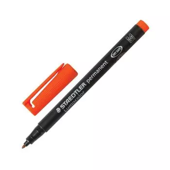 Маркер перманентный (нестираемый) STAEDTLER (Германия) Lumocolor, ОРАНЖЕВЫЙ, круглый наконечник, 1 мм, 317-4
