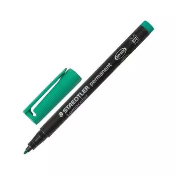 Маркер перманентный (нестираемый) STAEDTLER (Германия) Lumocolor, ЗЕЛЕНЫЙ, круглый наконечник, 1 мм, 317-5