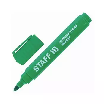 Маркер перманентный (нестираемый) STAFF, ЗЕЛЕНЫЙ, круглый наконечник, 2,5 мм, 150735, (36 шт.)
