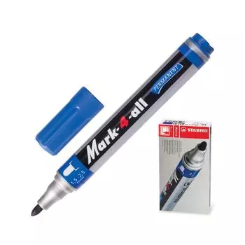 Маркер перманентный STABILO "Mark", СИНИЙ, пулевидный наконечник, 1,5-2,5 мм, 651/41 (10 шт.)
