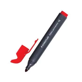 Маркер перманентный STAEDTLER (Германия) Triplus, КРАСНЫЙ, трехгранный, скошенный наконечник, 2 мм, 3552-2, (10 шт.)