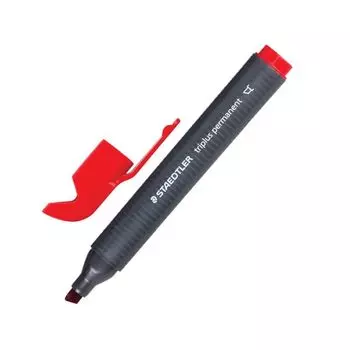 Маркер перманентный STAEDTLER (Германия) Triplus, КРАСНЫЙ, трехгранный, скошенный наконечник, 3-5 мм, 3550-2, (10 шт.)
