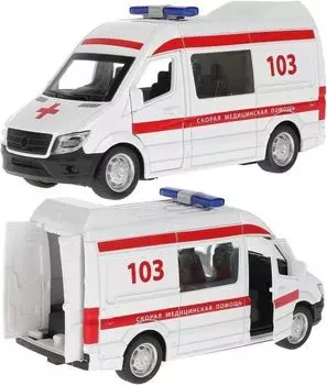 Машина металл свет-звук СКОРАЯ ПОМОЩЬ 14,5см, двери, багаж, 887-27А-R