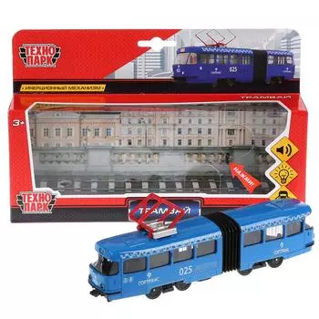 Машина металл Трамвай с гармошкой, 19см, свет+звук инерц SB-18-01-BL-WB(IC)