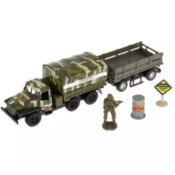 Машина металл Урал война 12см съемн.тент,инерц.прицеп 278270