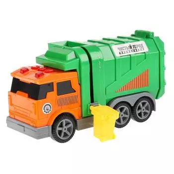 Машина "Мусоровоз" 17 см пластмассовая инерционная,свет,звук 271863, Технопарк C402-R