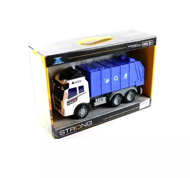 Машина-Мусоровоз Strong на бат.(свет,звук)в коробке фрикционная,открытие кузова,звуки погрузки,клаксона 184