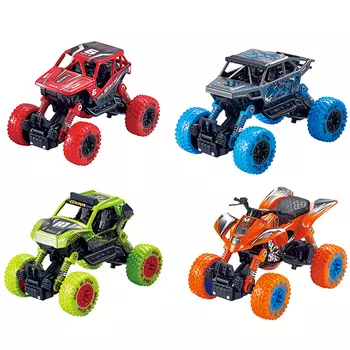 Машина на радиоуправлении Wincars Внедорожник с большими колёсами инерционный металлический 14 см, в ассорт.