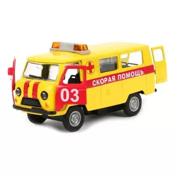 Машина "Скорая помощь" 11 см металлическая инерционная, свет,звук,открываются двери 123581, Технопарк СТ-1232WB-P