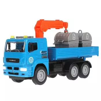 Машина Технопарк "Kamaz Манипулятор" 28 см пластик свет-звук арт.KAMCRN-28PLCN