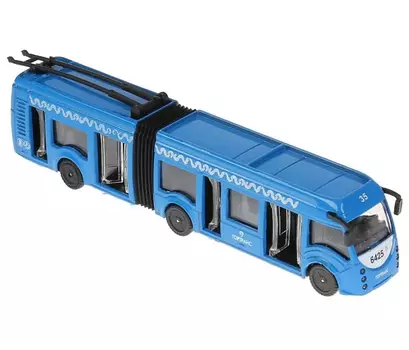 Машина "Троллейбус новый с резинкой" 19 см металлическая инерционная,свет,звук 272401, Технопарк SB-18-11WB(IC)