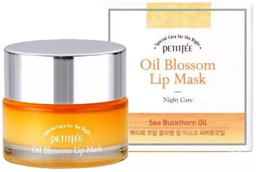 Маска для губ Petitfee ВИТАМИН Е/ОБЛЕПИХА Oil Blossom Lip Mask (Sea Buckthorn oil), 15 гр