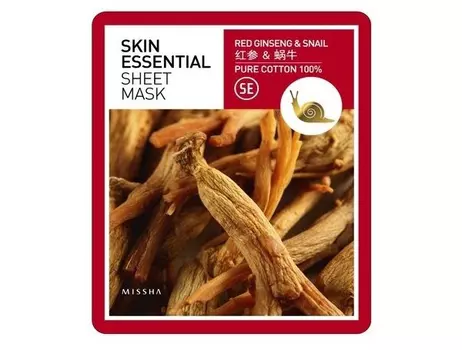 Маска для лица MISSHA Skin Essential Sheet Mask (Ginseng &amp; Snail)
