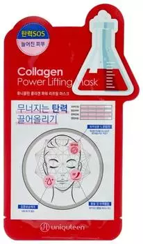 Маска для лица тканевая с коллагеном Mijin Cosmetics Uniquleen Collagen Power Lifting Mask 26 г