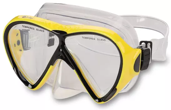 Маска для плавания INDIGO BAAS взрослая, IN057, Желтый,