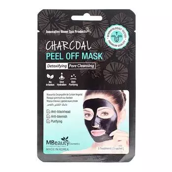 Маска-пленка с древесным углем для очищения пор MBeauty Charcoal Peel Off Mask, 7г х 3шт