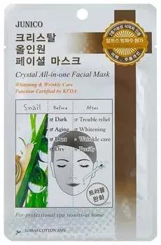 Маска тканевая для лица Mijin Cosmetics Junico Crystal All-in-one Facial Mask Snail 25 г