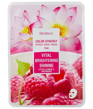 Маска тканевая на основе цветов лотоса и малины DEOPROCE COLOR SYNERGY EFFECT SHEET MASK PINK 20g 20гр