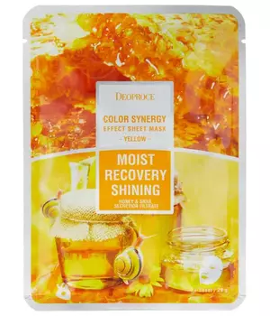 Маска тканевая на основе фильтрата улитки и мёда DEOPROCE COLOR SYNERGY EFFECT SHEET MASK YELLOW 20g 20гр