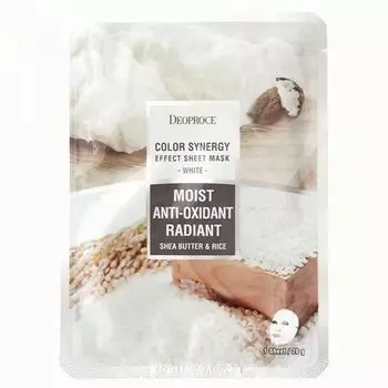 Маска тканевая на основе масла ши и рисовой воды DEOPROCE COLOR SYNERGY EFFECT SHEET MASK WHITE 20g 20гр