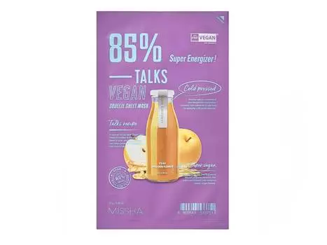 Маска увлажняющая для лица MISSHA TALKS VEGAN SQUEEZE SHEET MASK [SUPER ENERGIZER] 27 гр