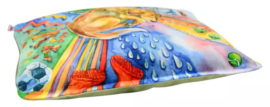 Матрац для собак "Сны" рисунок Собака мебельная ткань пухлый №3 55*45 см салатовый 731334с