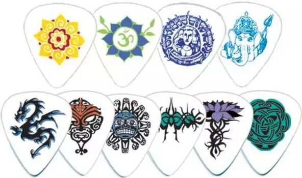 Медиаторы D'Andrea RPTTT Tats12 шт белые с рисунком на тему татуировок тонкие