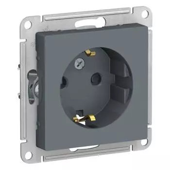 Механизм розетки 1-м СП ATLAS DESIGN с заземл. защ. шторки 16А грифель SchE ATN000745
