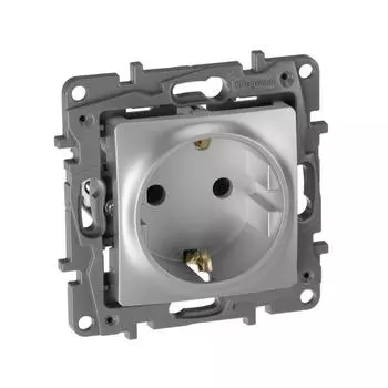 Механизм розетки 1-м СП Etika 2К+З 16А с заземл. винт. зажимы алюм. Leg 672421